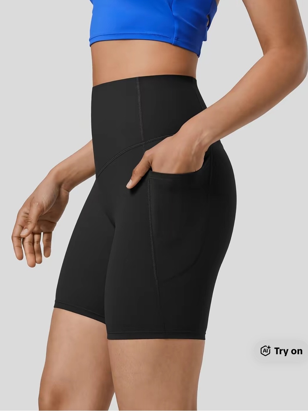 Halara UltraSculpt High Waisted Tummy Control Pocket Shaping Biker Shorts 7”